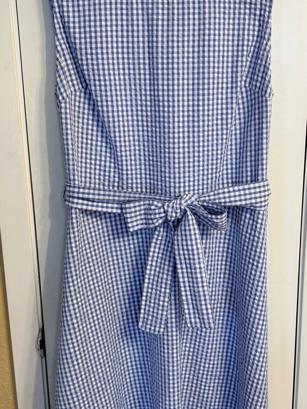 Joules Light Blue and White Gingham  Dress with Self-tie